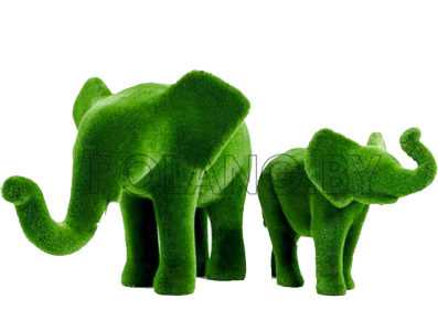 слоны из искусственной травы